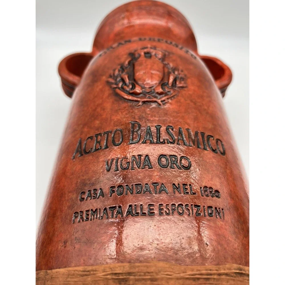 Vintage Heavy Ceramic Vase Gran Deposito Red Grain Italian 12.5